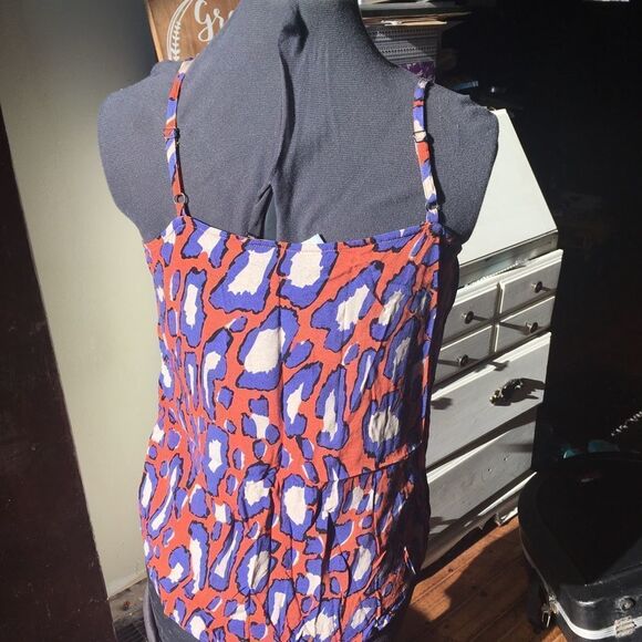 CAbi abstract leopard print M resortwear sleeveless blouse - Picture 2 of 4